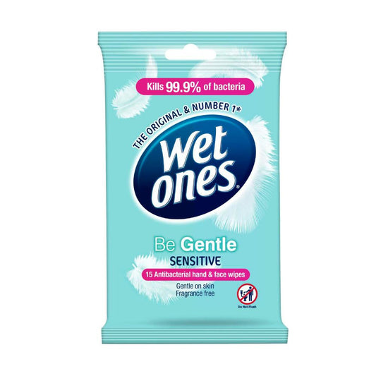 Wet Ones Be Gentle Anti-bacterial Hand & Face Wipes - 15 pack