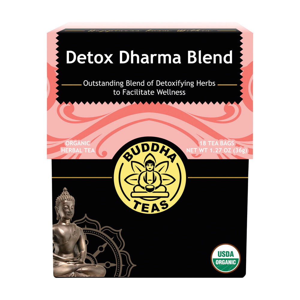 Buddha Teas Organic Herbal Tea Bags Detox Dharma Blend - 18 pack