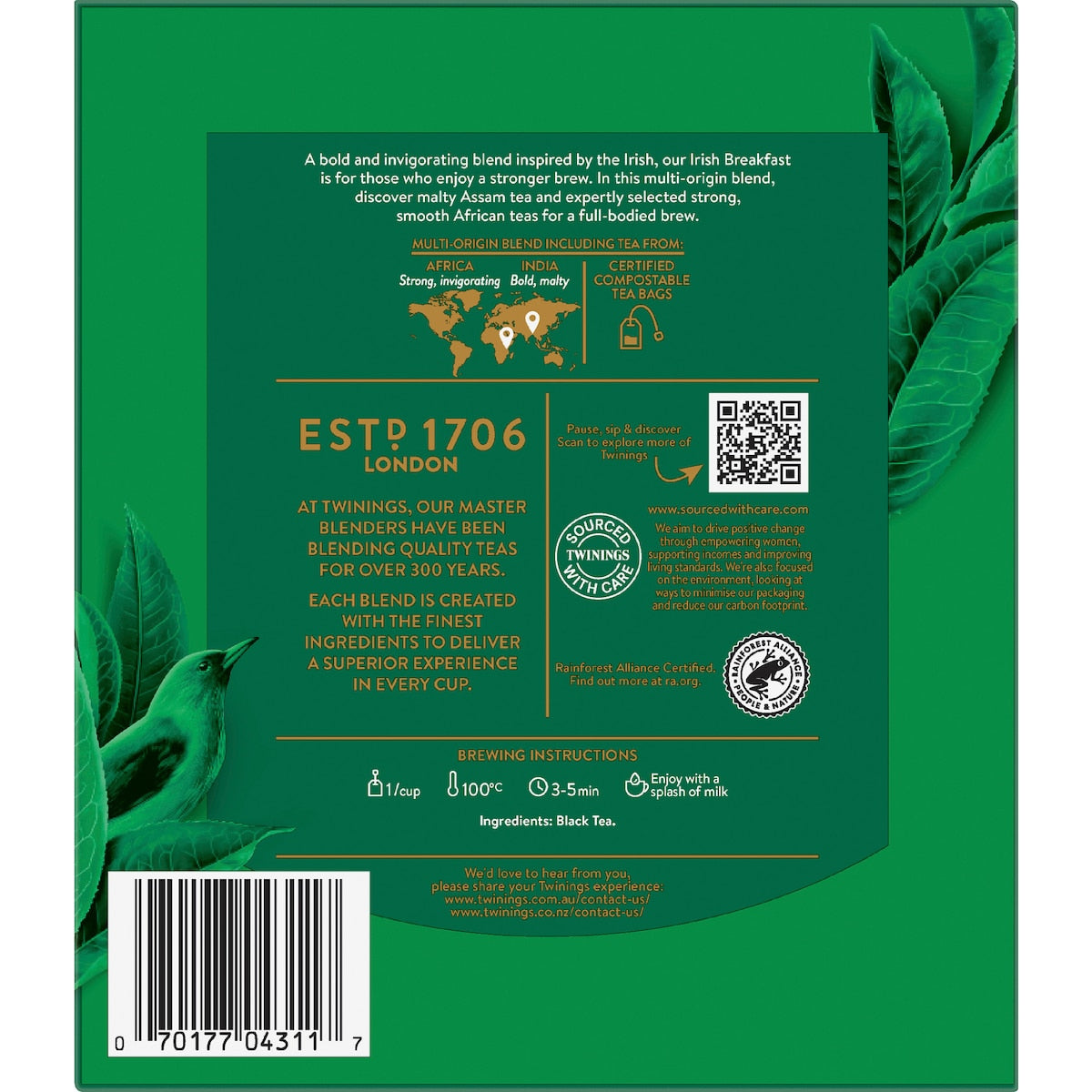 Twinings Irish Breakfast Tea Bags 100 Pack