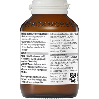 Blackmores Bio C 500mg Chewable Vitamin C Immune Support Tablets 125 pack