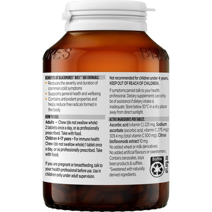 Blackmores Bio C 500mg Chewable Vitamin C Immune Support Tablets 125 pack