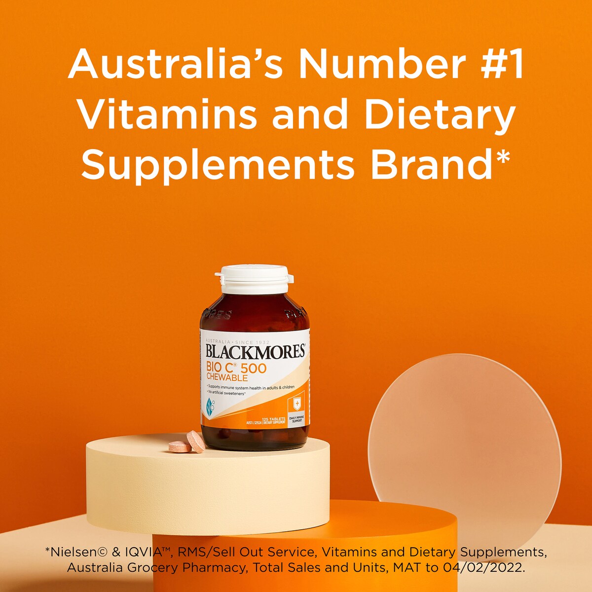 Blackmores Bio C 500mg Chewable Vitamin C Immune Support Tablets 125 pack