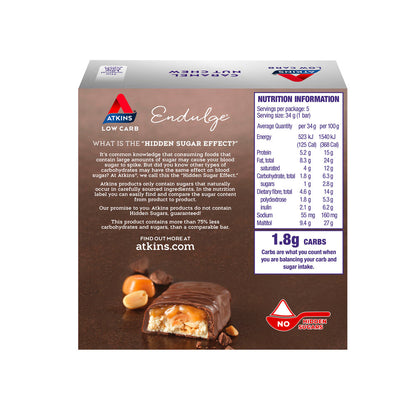 Atkins Low Carb Endulge Bar Caramel Nut Chew5x34g - 170g
