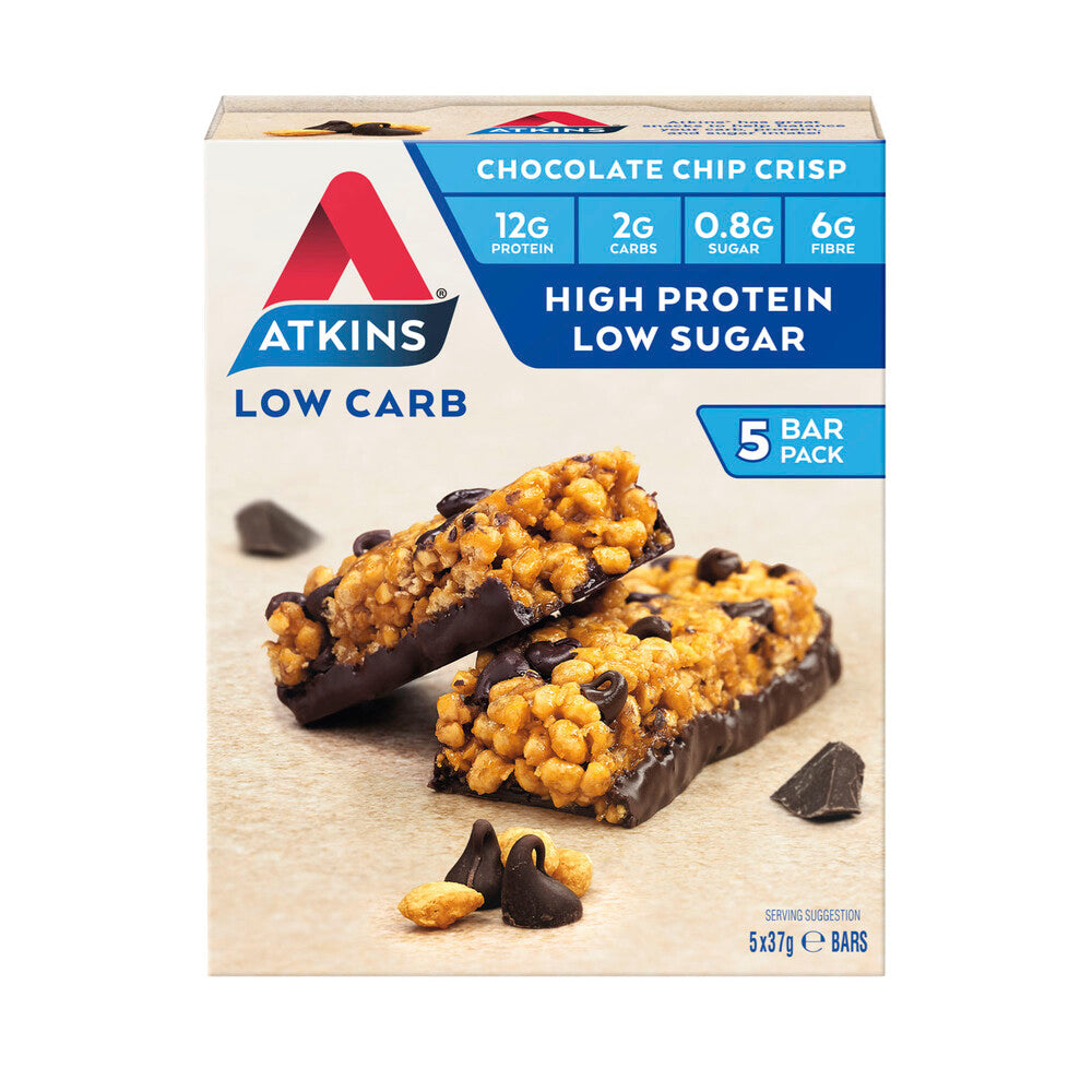 Atkins Low Carb Chocolate Chip Crisp Bars 185g - 5 pack