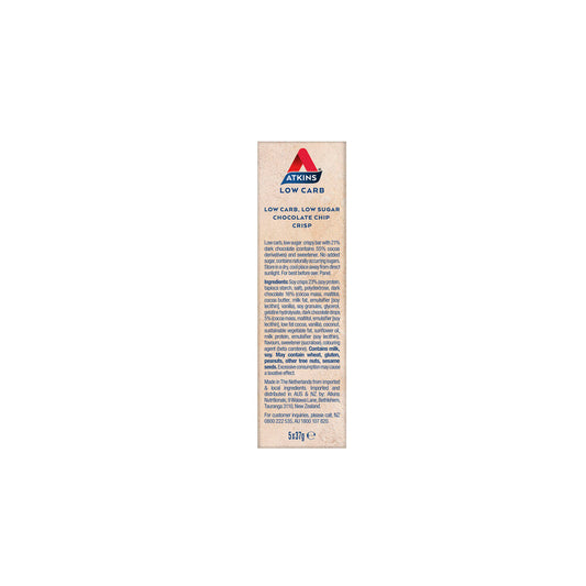 Atkins Low Carb Chocolate Chip Crisp Bars 185g - 5 pack
