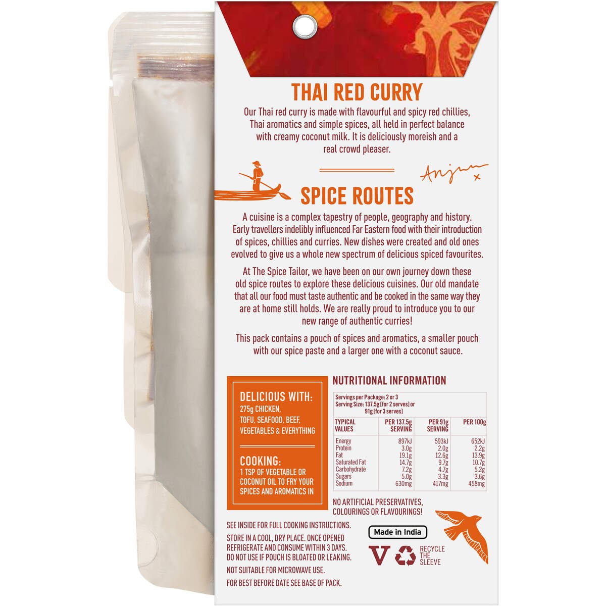 The Spice Tailor Thai Red Curry Kit 275g