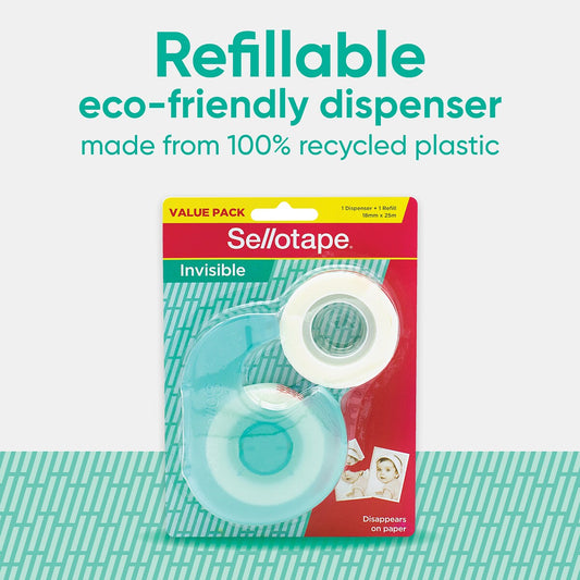 Sellotape Invisible Tape Dispesner 18mm x 25m & Refill Each