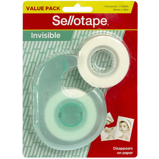 Sellotape Invisible Tape Dispesner 18mm x 25m & Refill Each