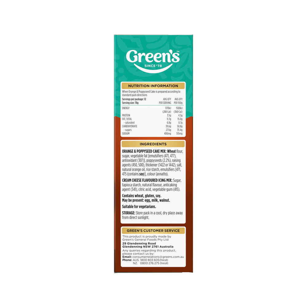 Green's Deluxe Orange Poppyseed Cake Mix - 580g