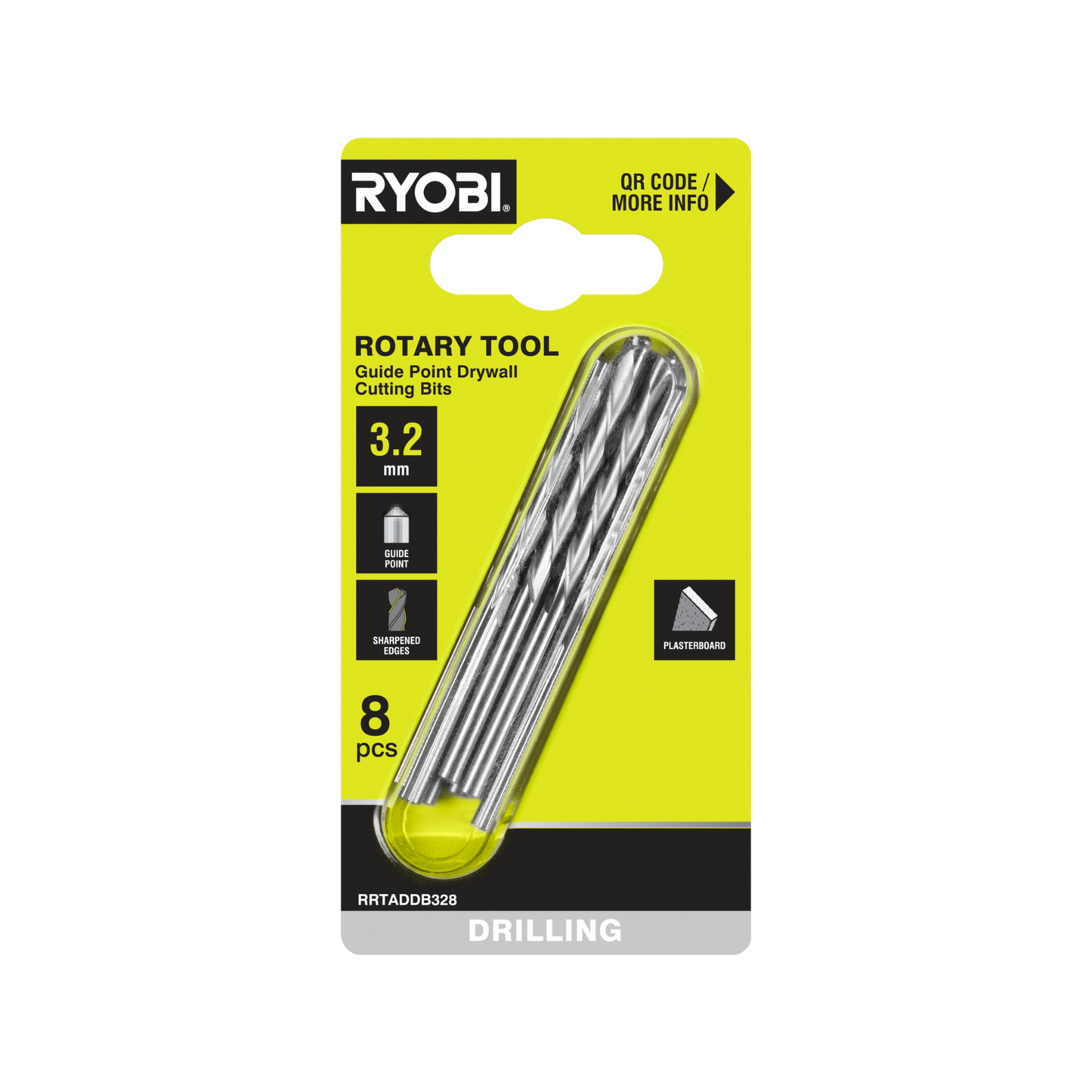 Ryobi Rotary Tool Drill Bit Set - 3.2mm - 8 Piece