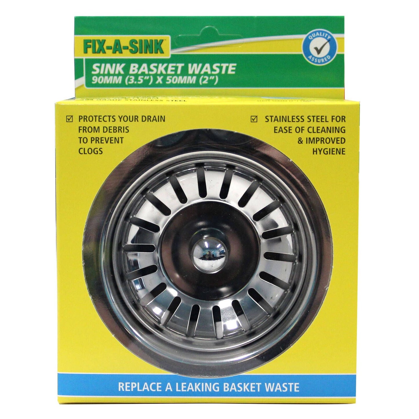 Fix a Sink Standard Stainless Steel Waste Sink Basket - 90 x 50mm