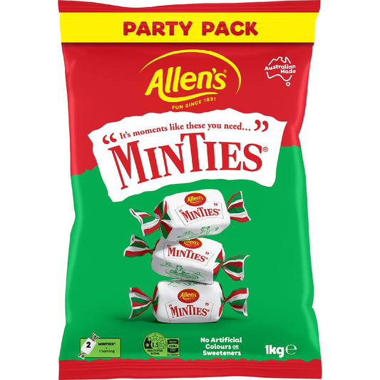 Allen's Minties Mint Chewy Lollies Bulk Bag 1kg