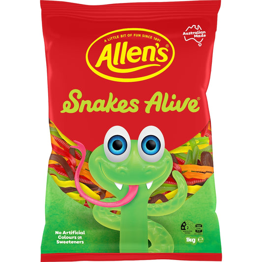Allens Snakes Alive Lollies Bulk Bag 1kg