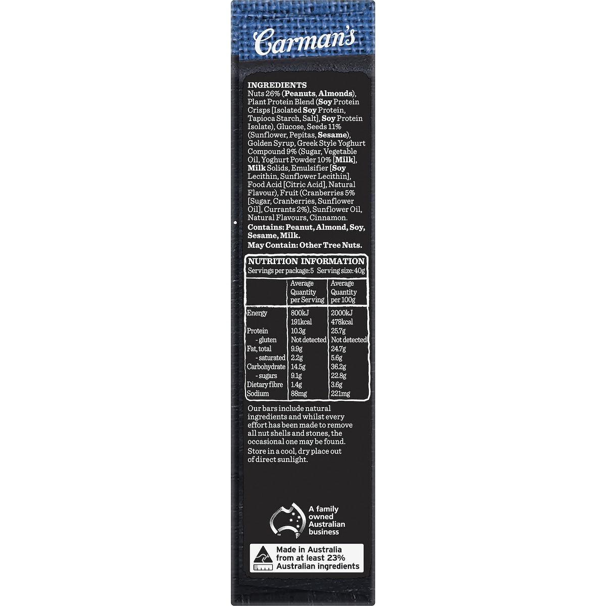 Carmans Protein Bars Greek Style Yoghurt & Berry 5 pack