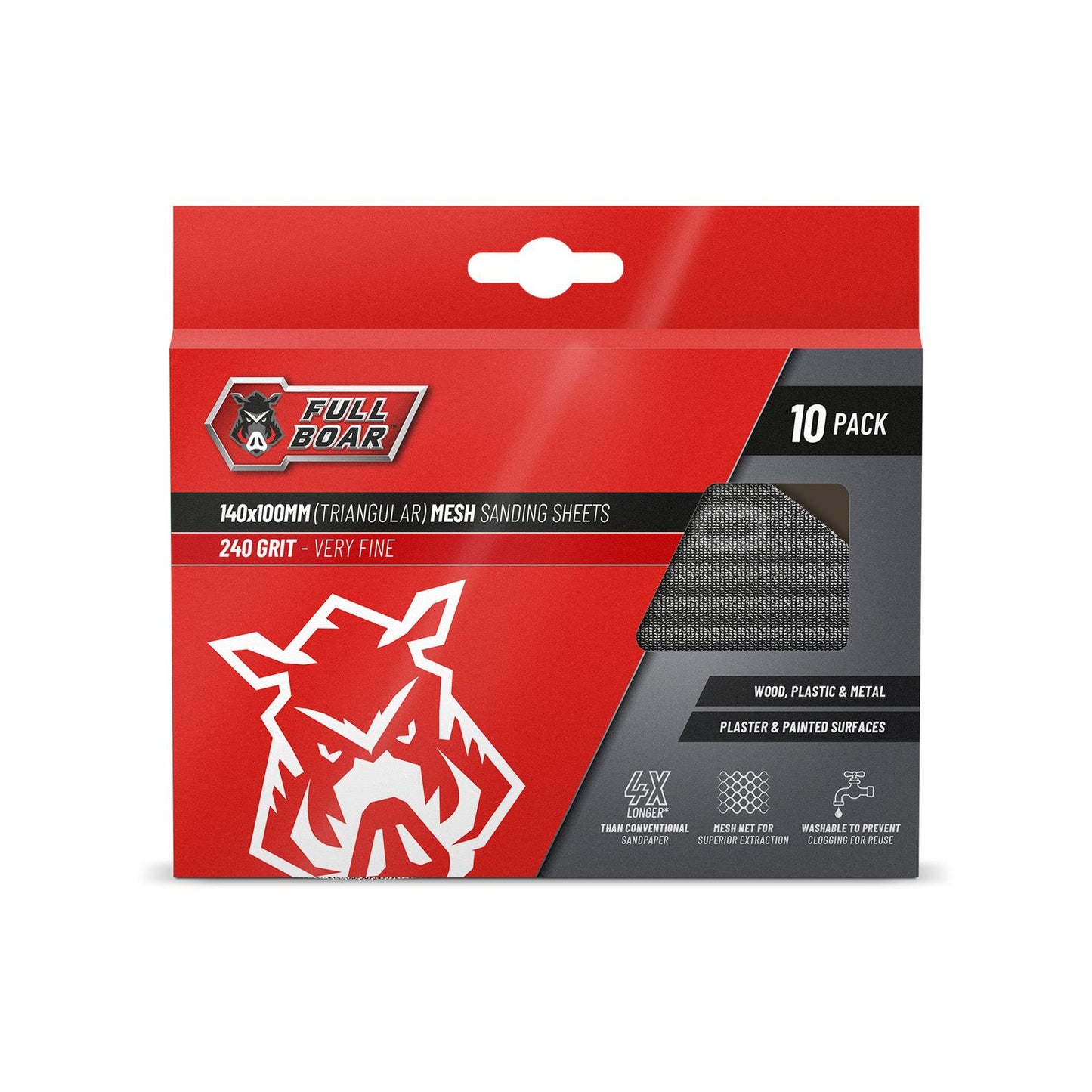 Full Boar Triangular Mesh Sanding Sheets - 100 x 140mm - 240g - 10 Pack