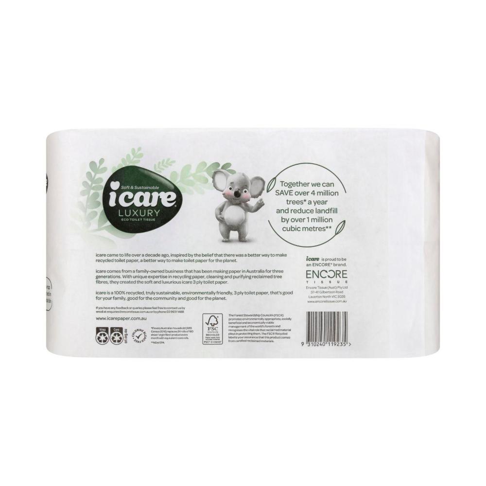 Icare 100% Recycled Toilet Tissue - 8 pack