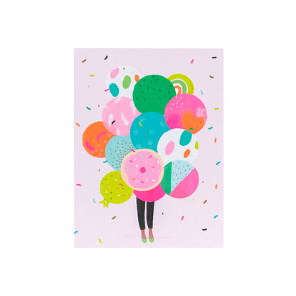 Hallmark Mini Greeting Card Girl & Balloons - 1 each