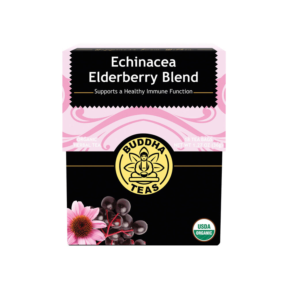 Buddha Teas Organic Herbal Tea Bags Echinacea Elderberry Blend - 18 pack