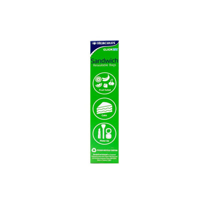 Hercules Clickzip Sandwich Bags 18cm x 16.5cm - 40 pack