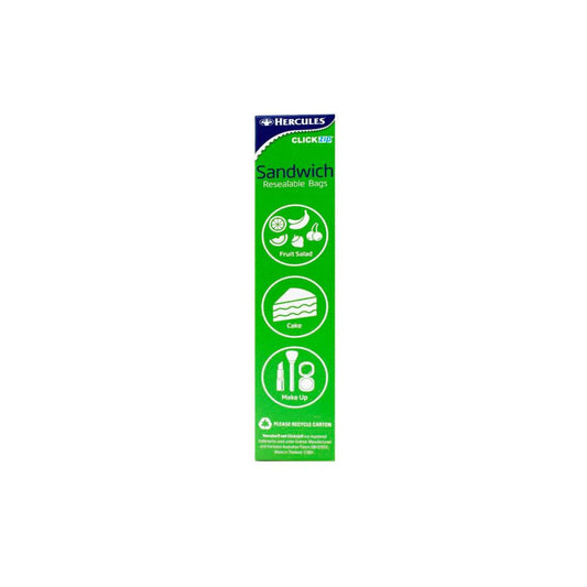 Hercules Clickzip Sandwich Bags 18cm x 16.5cm - 40 pack