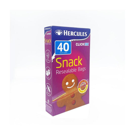 Hercules Clickzip Snack Bags Small 15cm x 10cm - 40 pack
