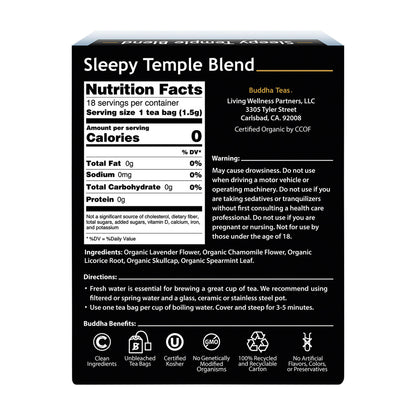 Buddha Teas Organic Herbal Tea Bags Sleepy Temple Blend - 18 pack