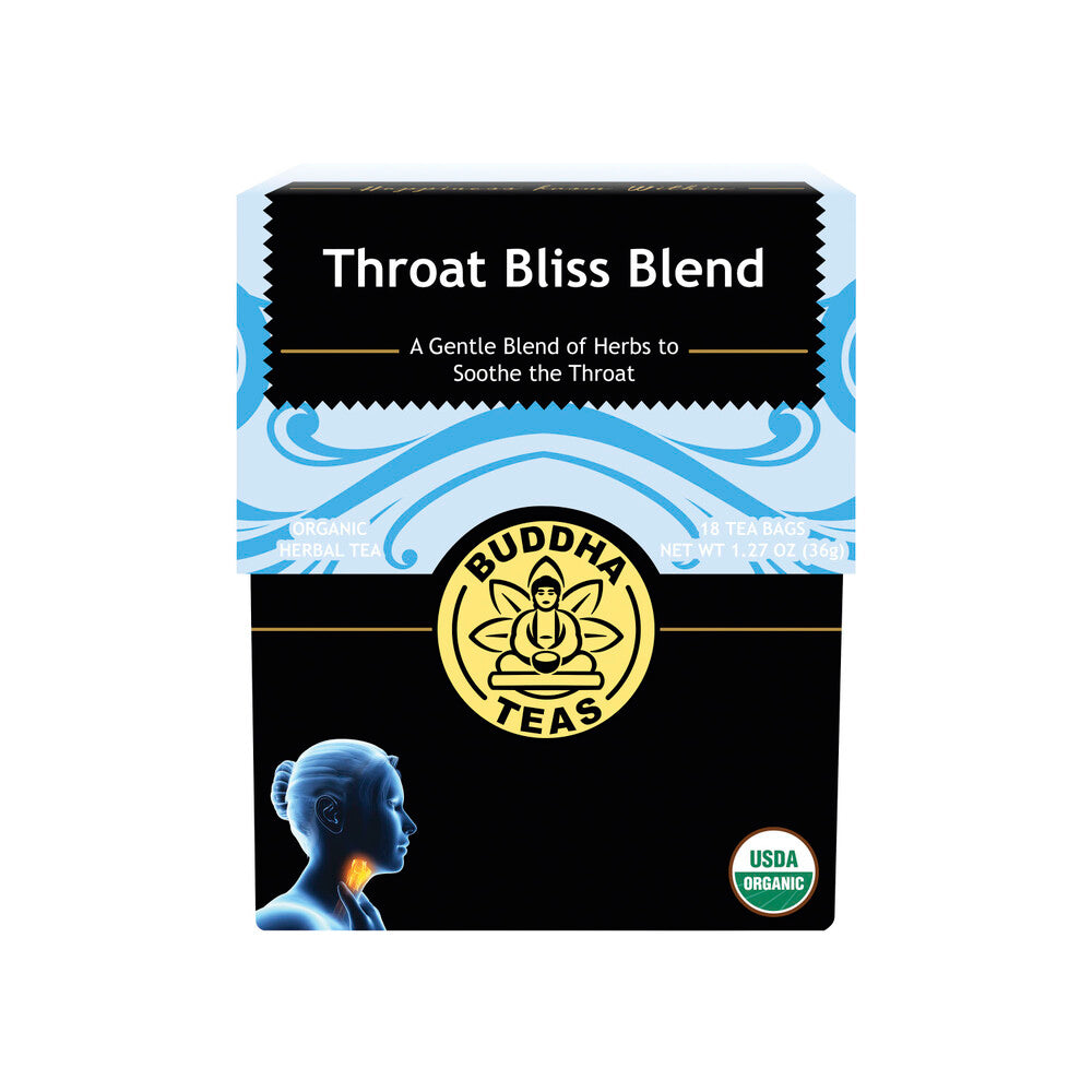 Buddha Teas Organic Herbal Tea Bags Throat Bliss Blend - 18 pack