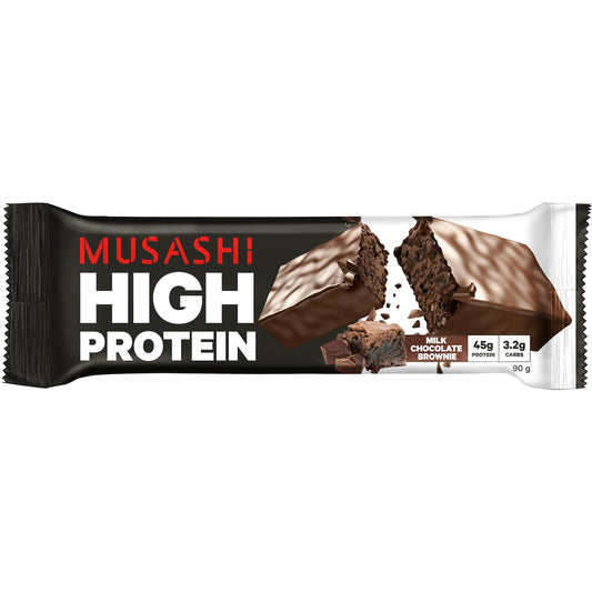 Musashi High Protein Bar Chocolate Brownie, Low Carb, 90g Each