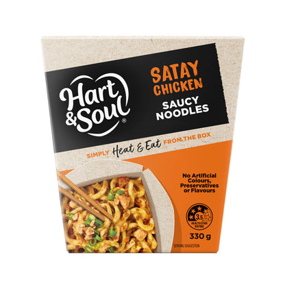 Hart & Soul Saucy Noodles Ready Meal Satay Chicken - 330 GRAM
