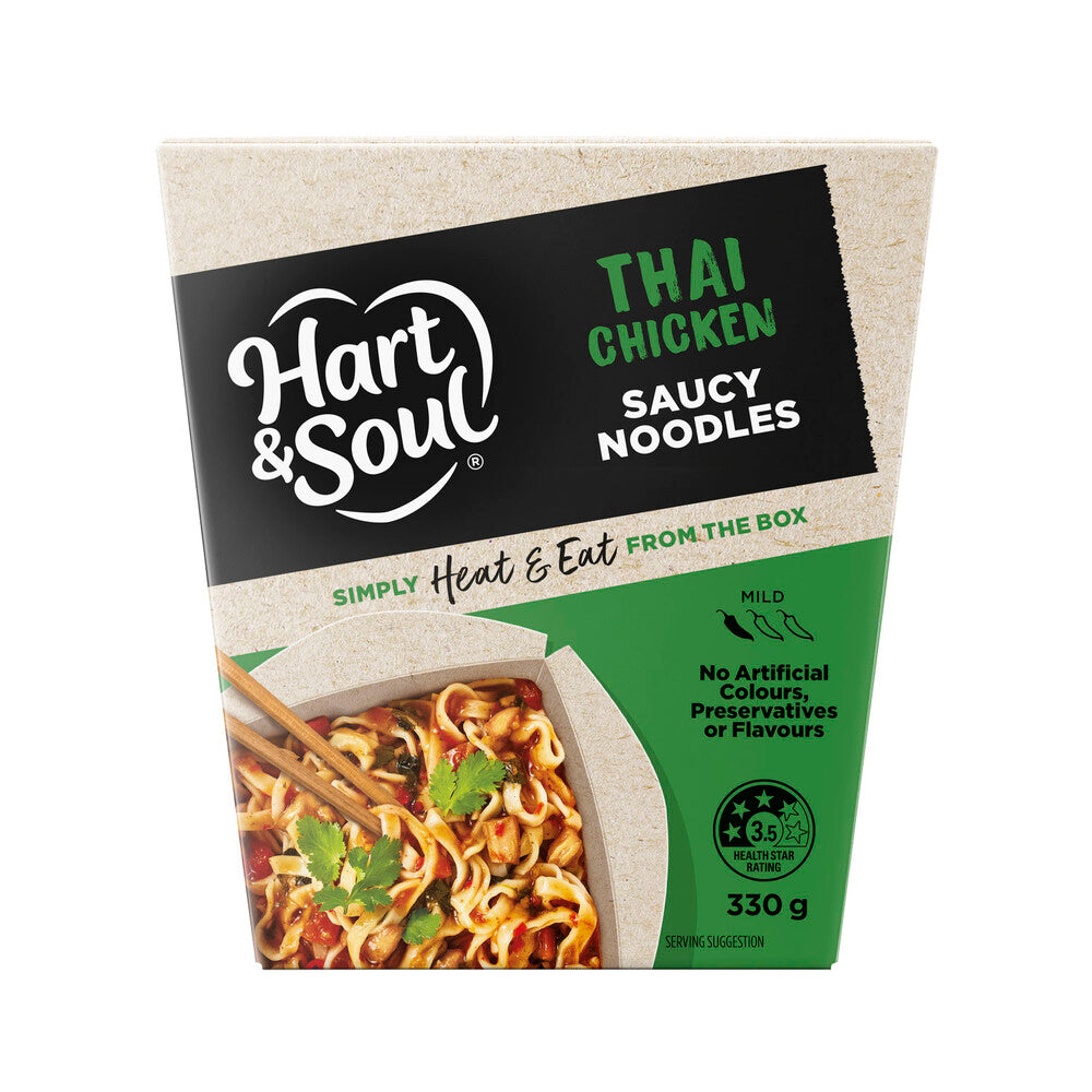Hart & Soul Saucy Noodles Ready Meal Thai Chicken - 330 GRAM