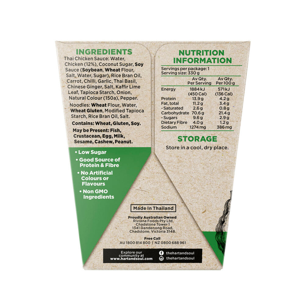 Hart & Soul Saucy Noodles Ready Meal Thai Chicken - 330 GRAM