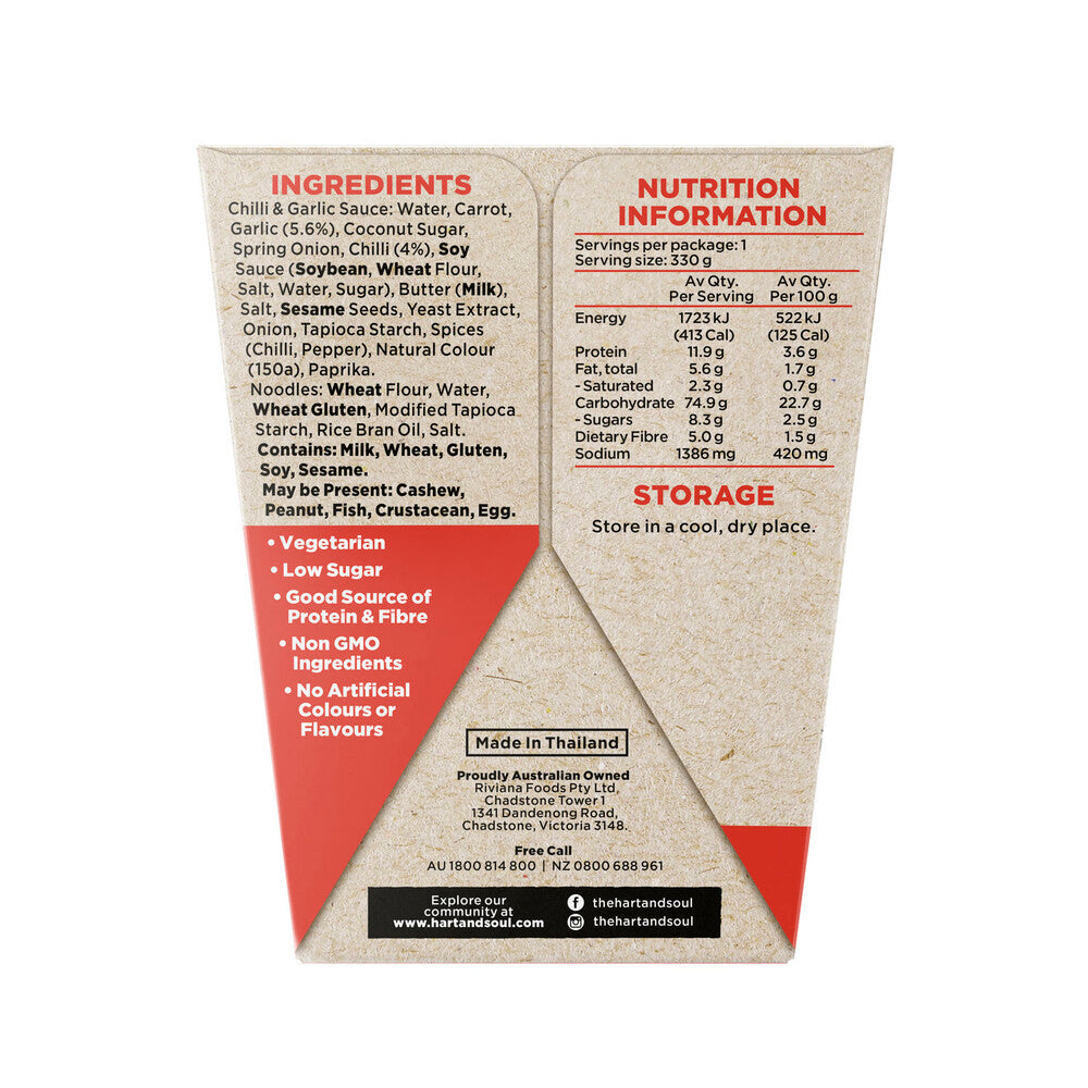 Hart & Soul Saucy Noodles Ready Meal Chilli & Garlic Ramen - 330 GRAM