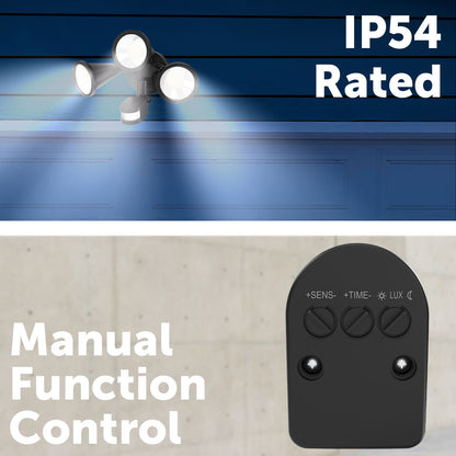Arlec Triple Head LED Security Flood Light - 30W - 2700 Lumens