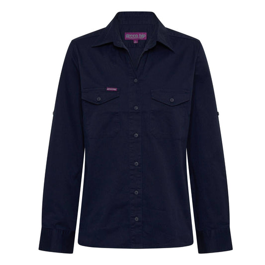 Green Hip Long Sleeve Shirt - Navy - Size 18