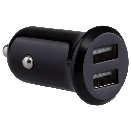 Click 12W 2 Port USB Car Charger - 2 x USB-A Female, Black