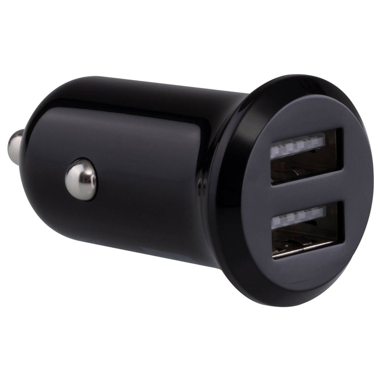 Click 12W 2 Port USB Car Charger - 2 x USB-A Female, Black