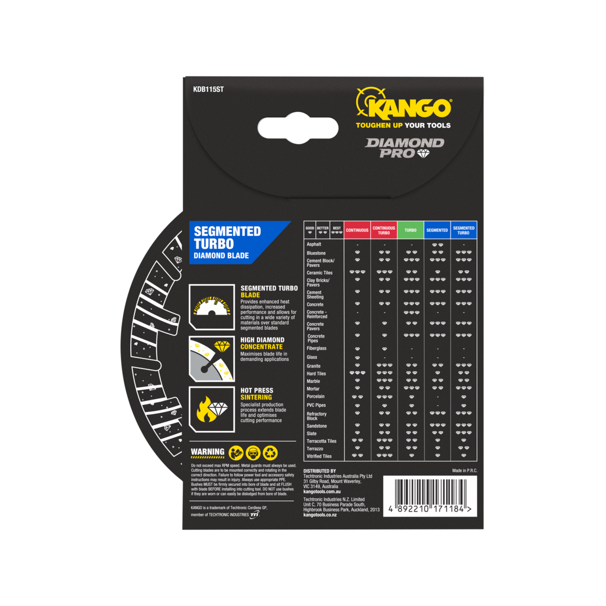 Kango Diamond Saw Blade - 115mm - Turbo - Dry Cutting