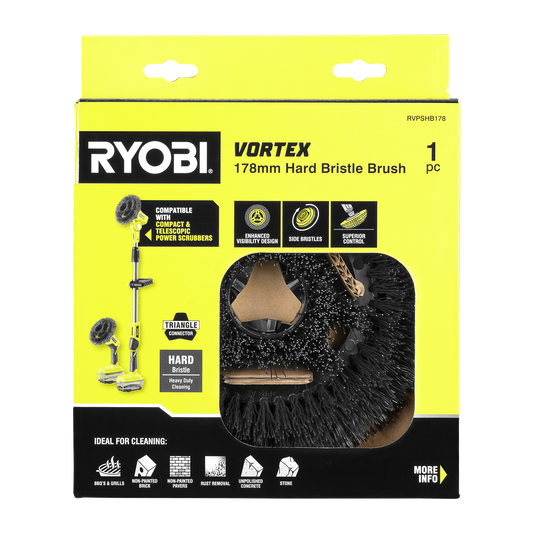 Ryobi Hard Bristle Power Scrubber Brush - 178mm