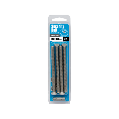 Pinnacle M8 x 100mm Stainless Steel Security Bolts - 4 Pack