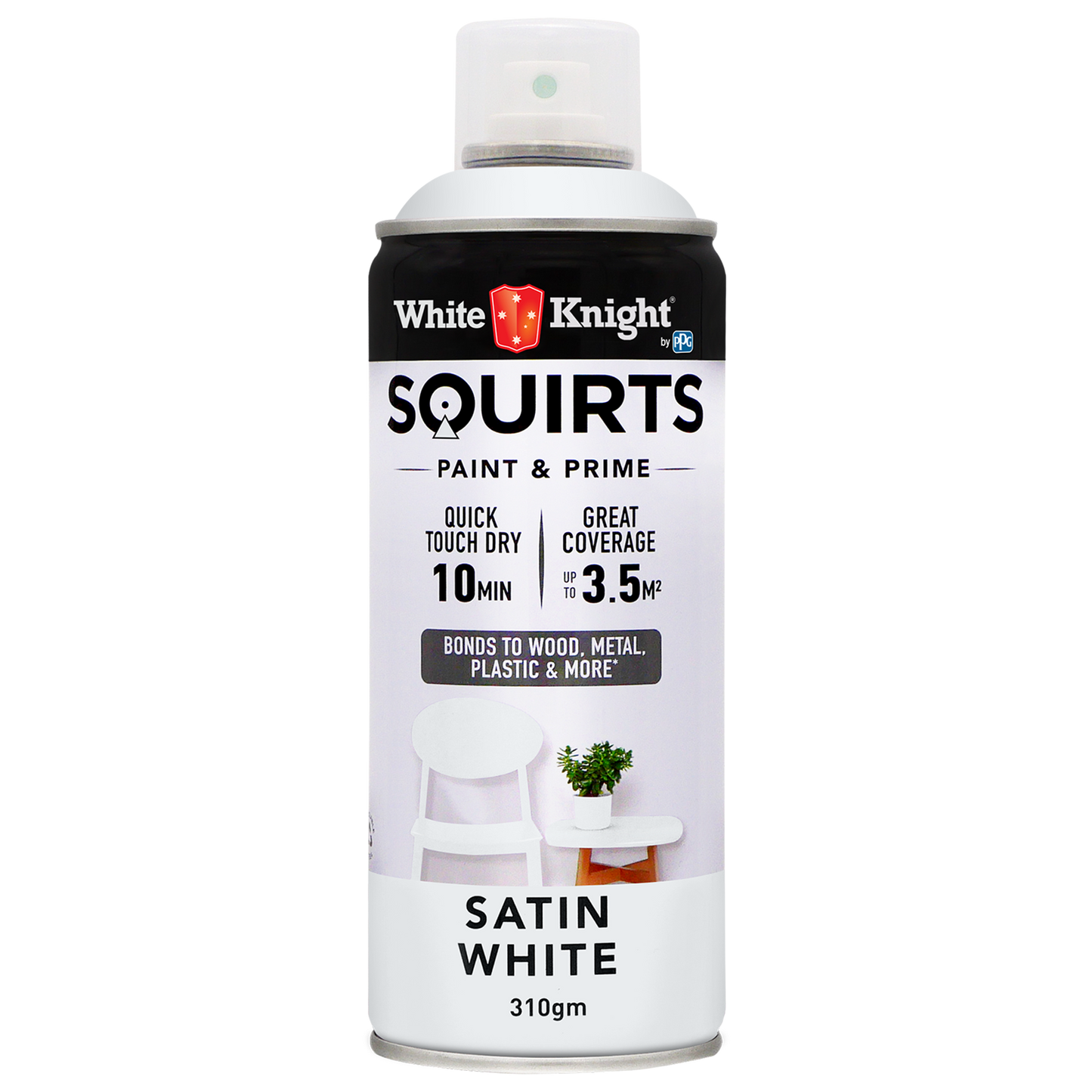 White Knight Squirts White Satin Spray Paint - 310g