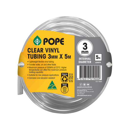 Pope Clear Vinyl Tubing - 3mm x 5m