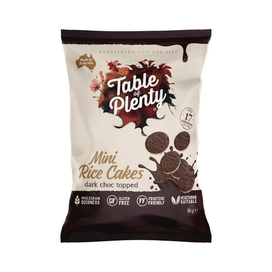 Table Of Plenty Share Topped Mini Rice Cakes Dark Chocolate - 60g