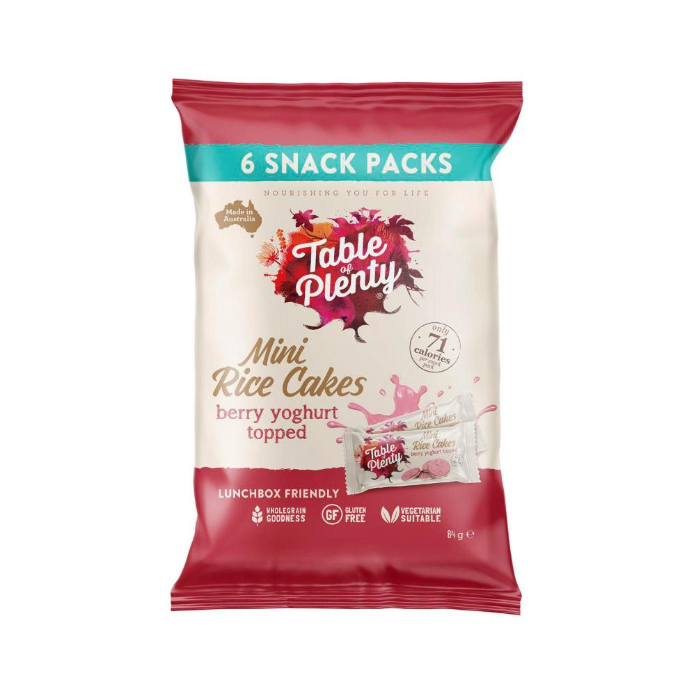 Table Of Plenty Snack Pack Topped Sweet Mini Rice Cakes Yoghurt Mixed Berry - 84g