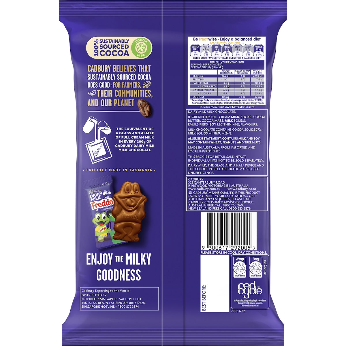 Cadbury Dairy Milk Chocolate Freddo Share Pack 12 Mini Bars 144g
