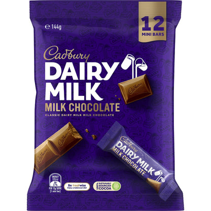 Cadbury Dairy Milk Chocolate Share Mini Bars 12 Pack 144g