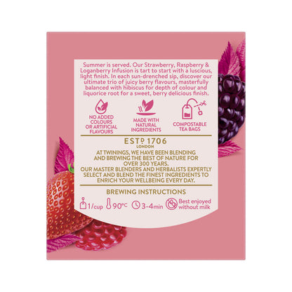 Twining's Strawberry Raspberry & Loganberry Infusions Tea Bags - 10 Pack