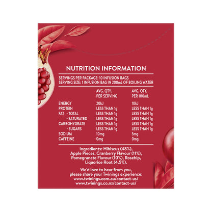 Twinings Cranberry & Pomegranate Infusions Tea Bags - 10 Pack