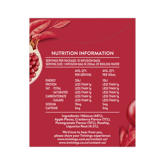 Twinings Cranberry & Pomegranate Infusions Tea Bags - 10 Pack