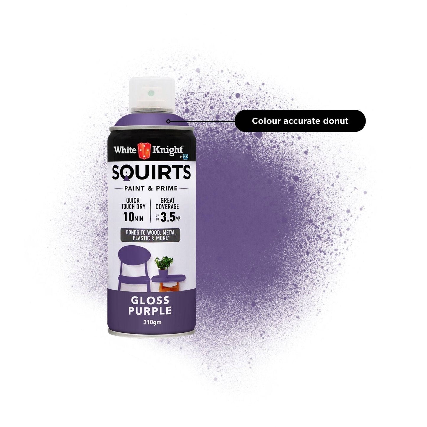 White Knight Squirts Purple Gloss Spray Paint - 310g