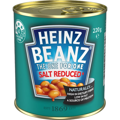 Heinz Beanz Canned Baked Breakfast Beans Salt Reduced 220g